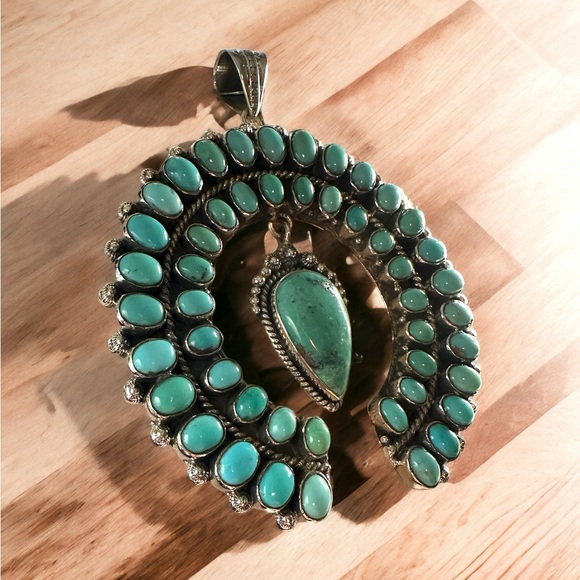 Large Turquoise Naja Pendant in Solid Sterling Silver - Picture 5 of 16